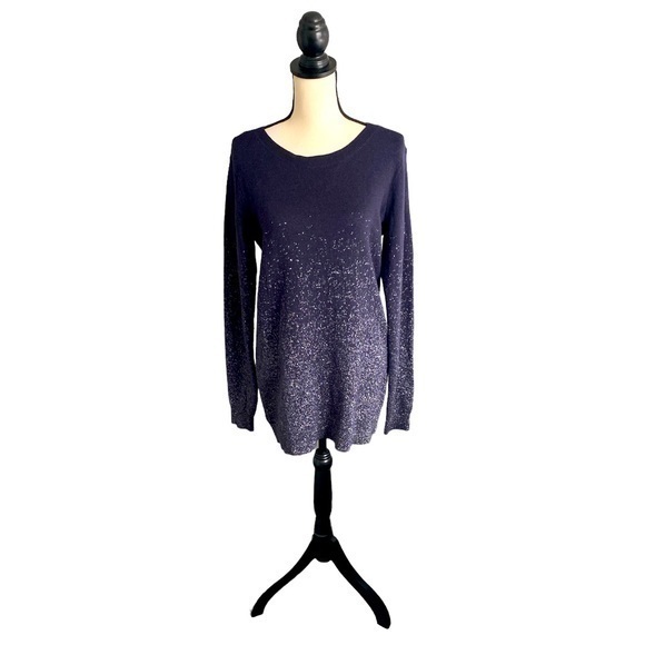 Long Tall Sally Sparkle Navy Blue Sweater Size M - Picture 1 of 4